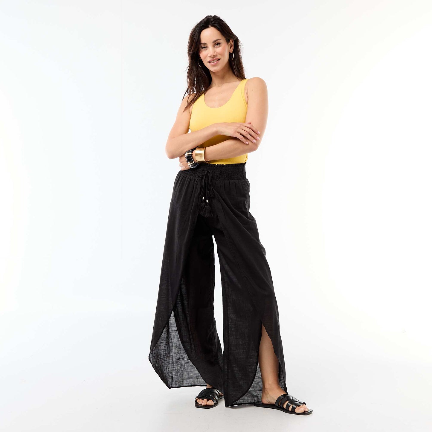 Printed Viscose Beach Pants BLACK