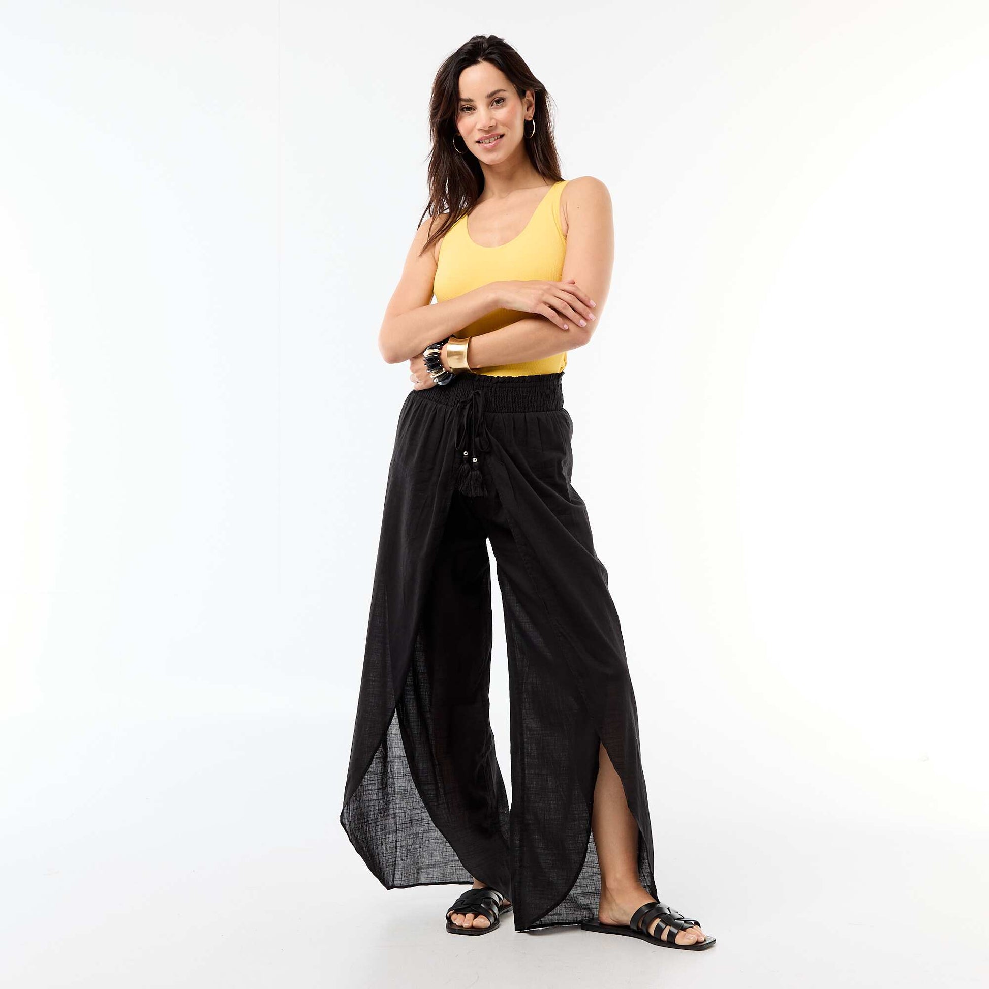 Printed Viscose Beach Pants BLACK