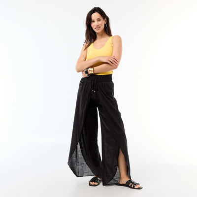 Printed Viscose Beach Pants BLACK