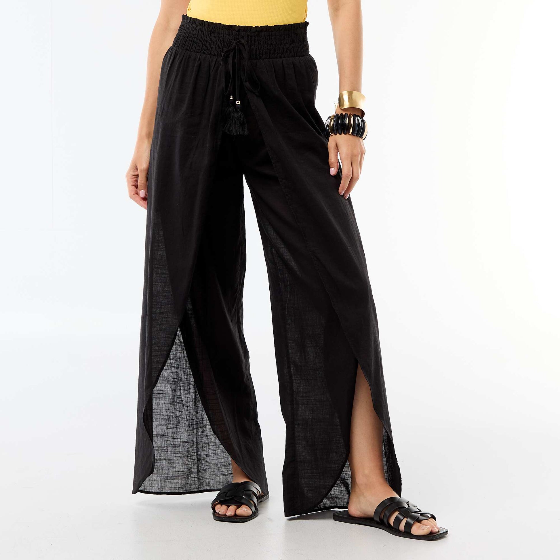 Printed Viscose Beach Pants BLACK