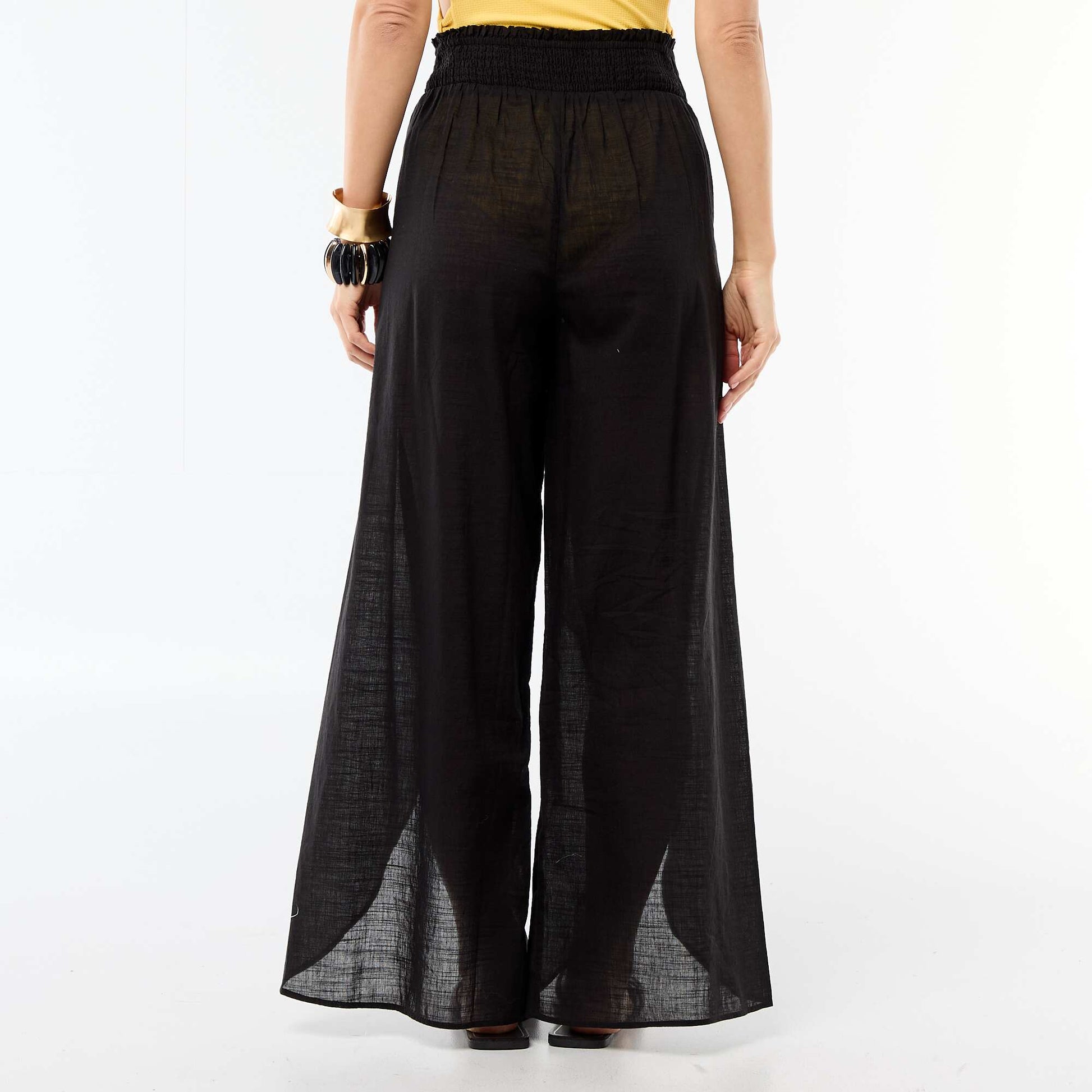 Printed Viscose Beach Pants BLACK
