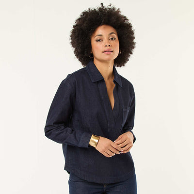 Long-Sleeved Denim Shirt BLUE