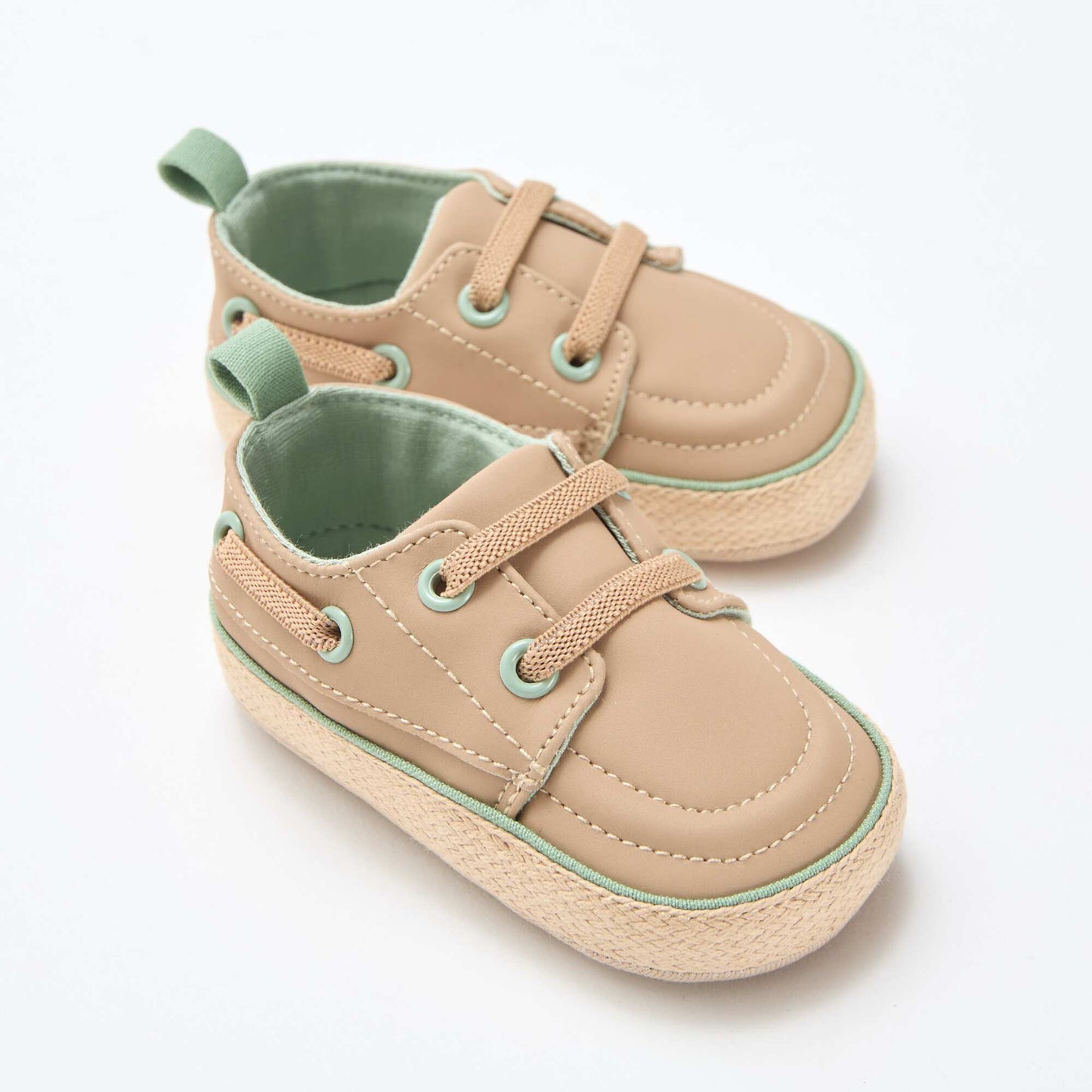 Faux Leather Boat Shoes BEIGE