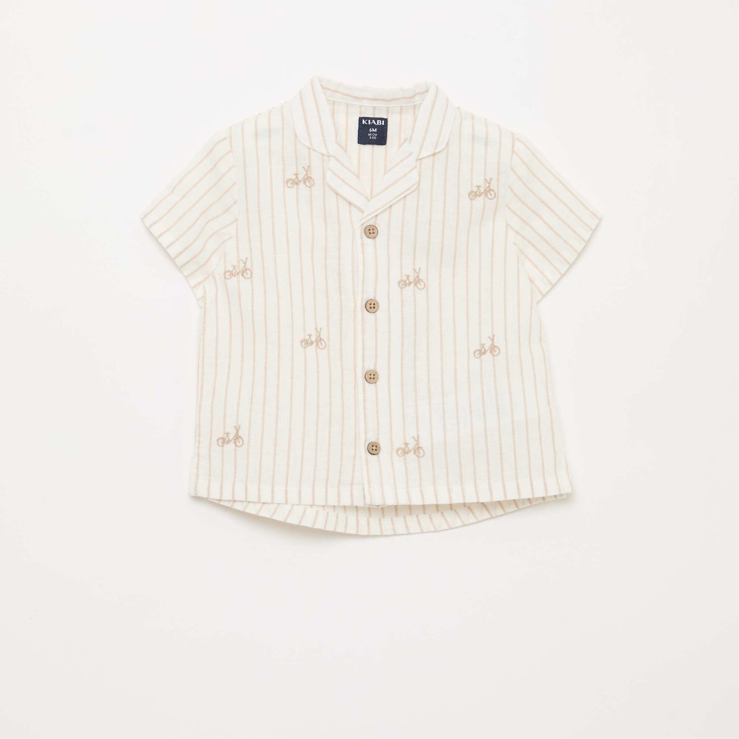 Striped and Patterned Short-Sleeve Shirt WHITE