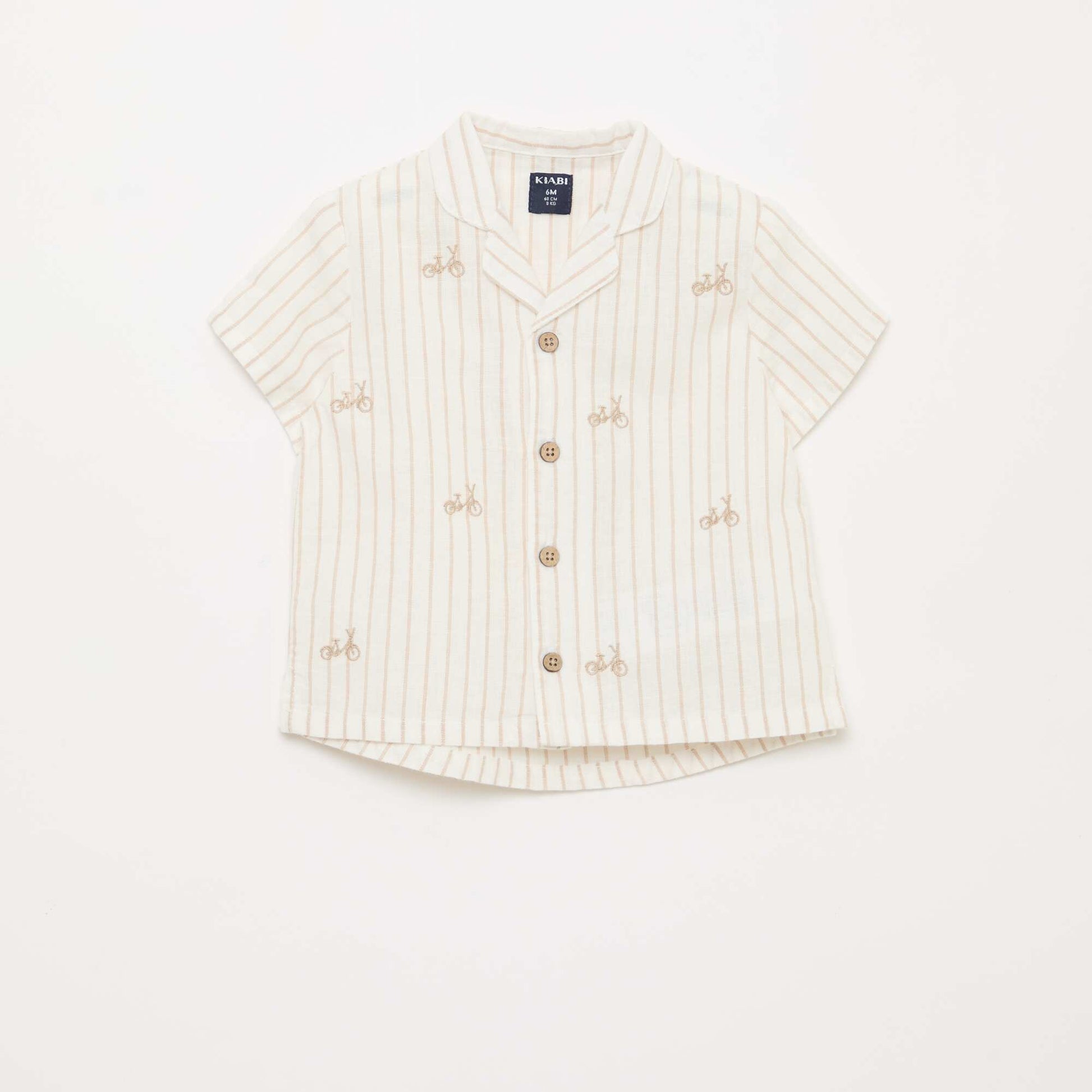 Striped and Patterned Short-Sleeve Shirt WHITE