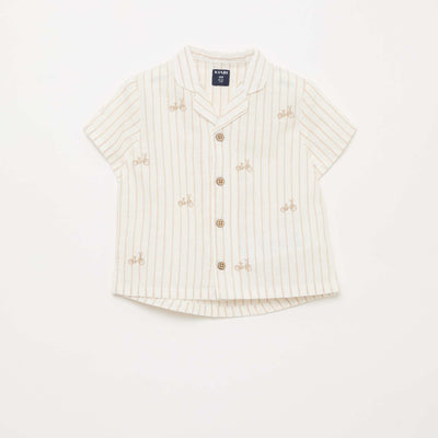 Striped and Patterned Short-Sleeve Shirt WHITE