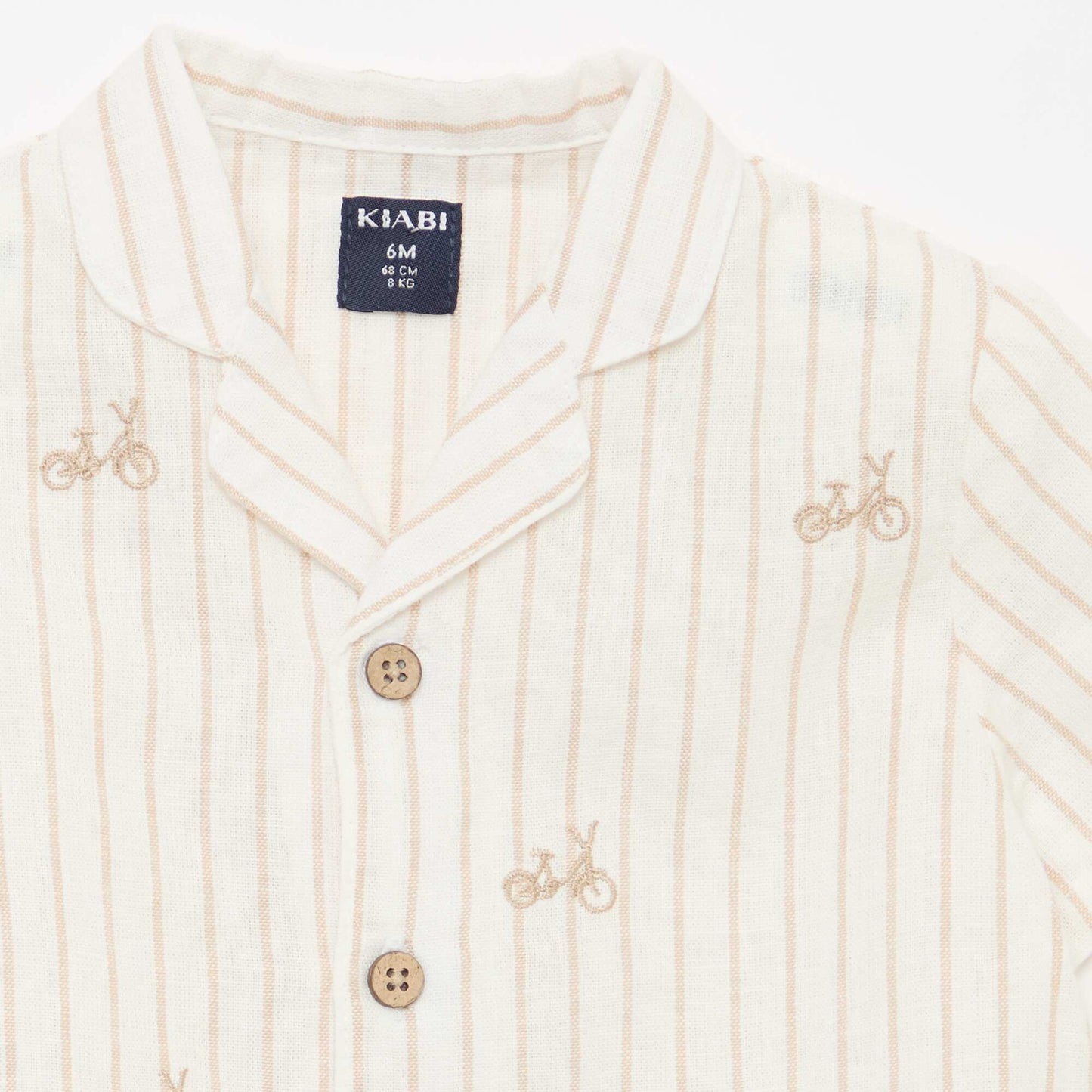 Striped and Patterned Short-Sleeve Shirt WHITE
