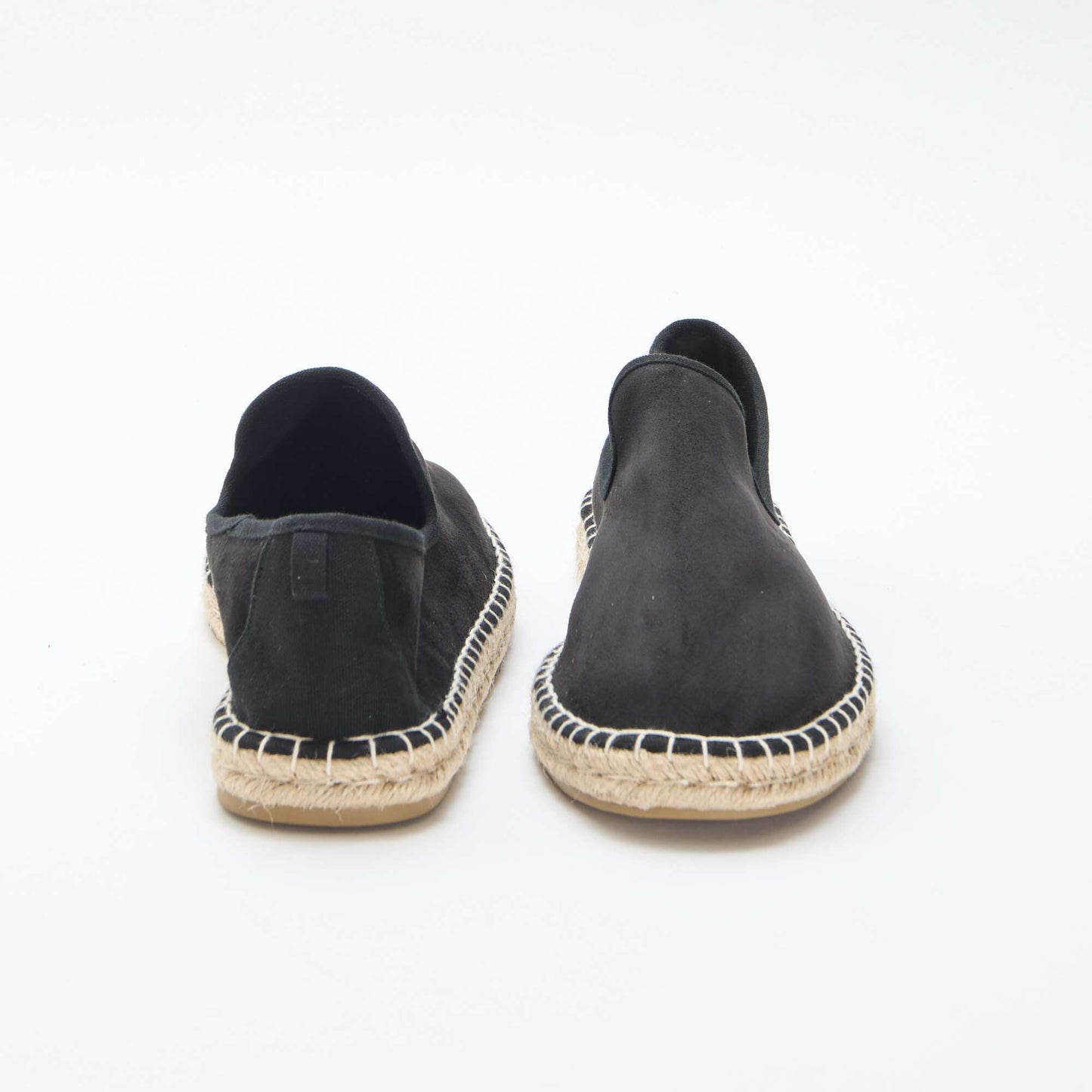 Faux Suede Espadrilles with Flat Sole BLACK