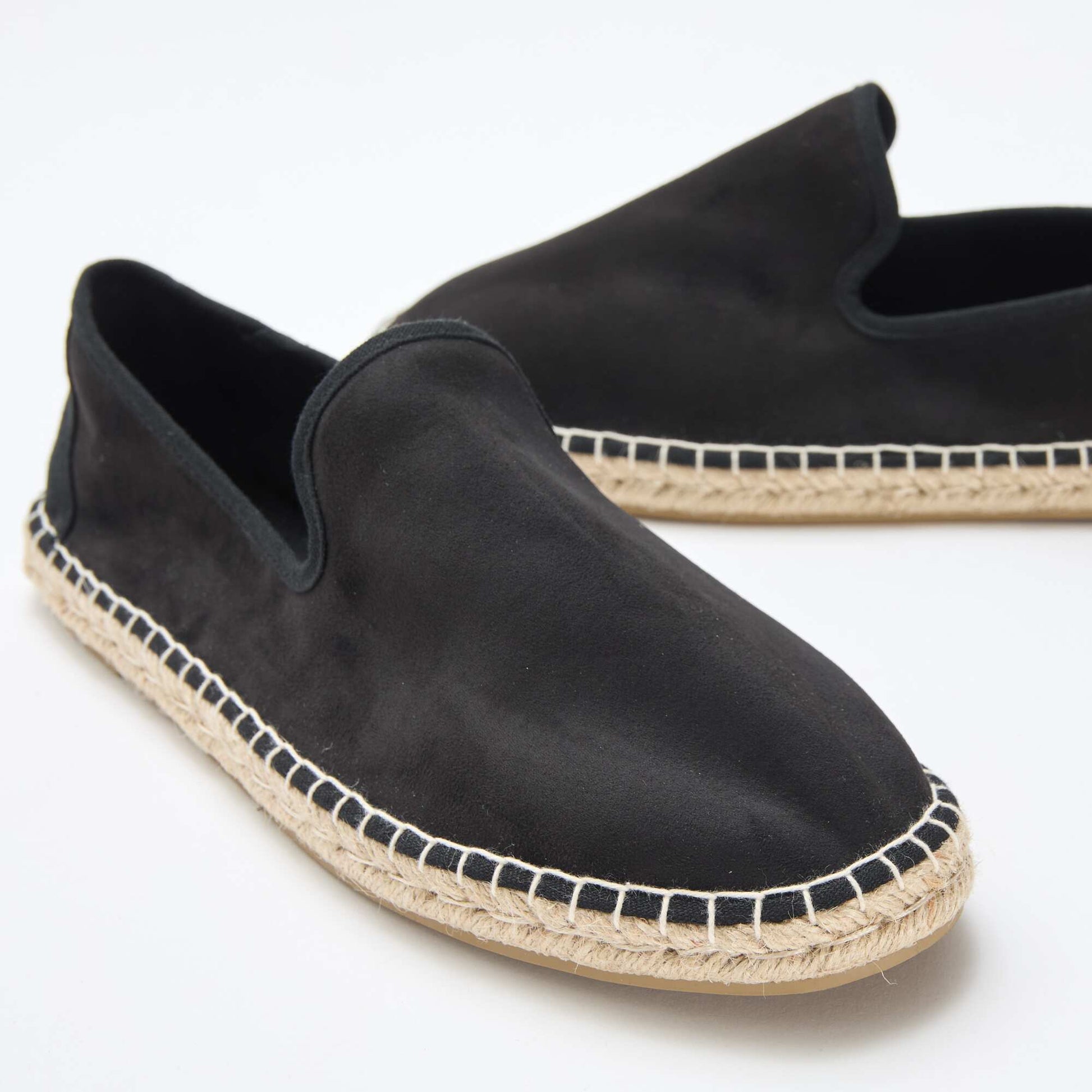 Faux Suede Espadrilles with Flat Sole BLACK