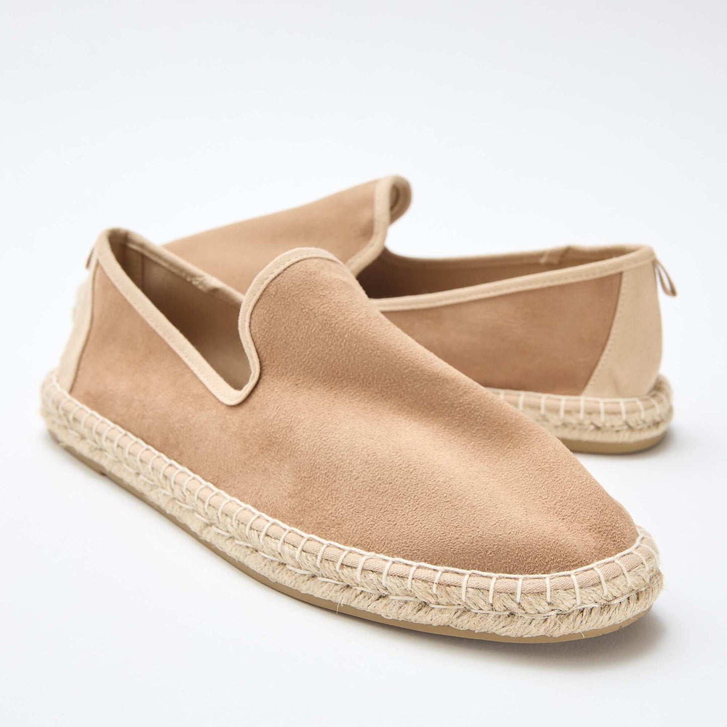 Faux Suede Espadrilles with Flat Sole BROWN