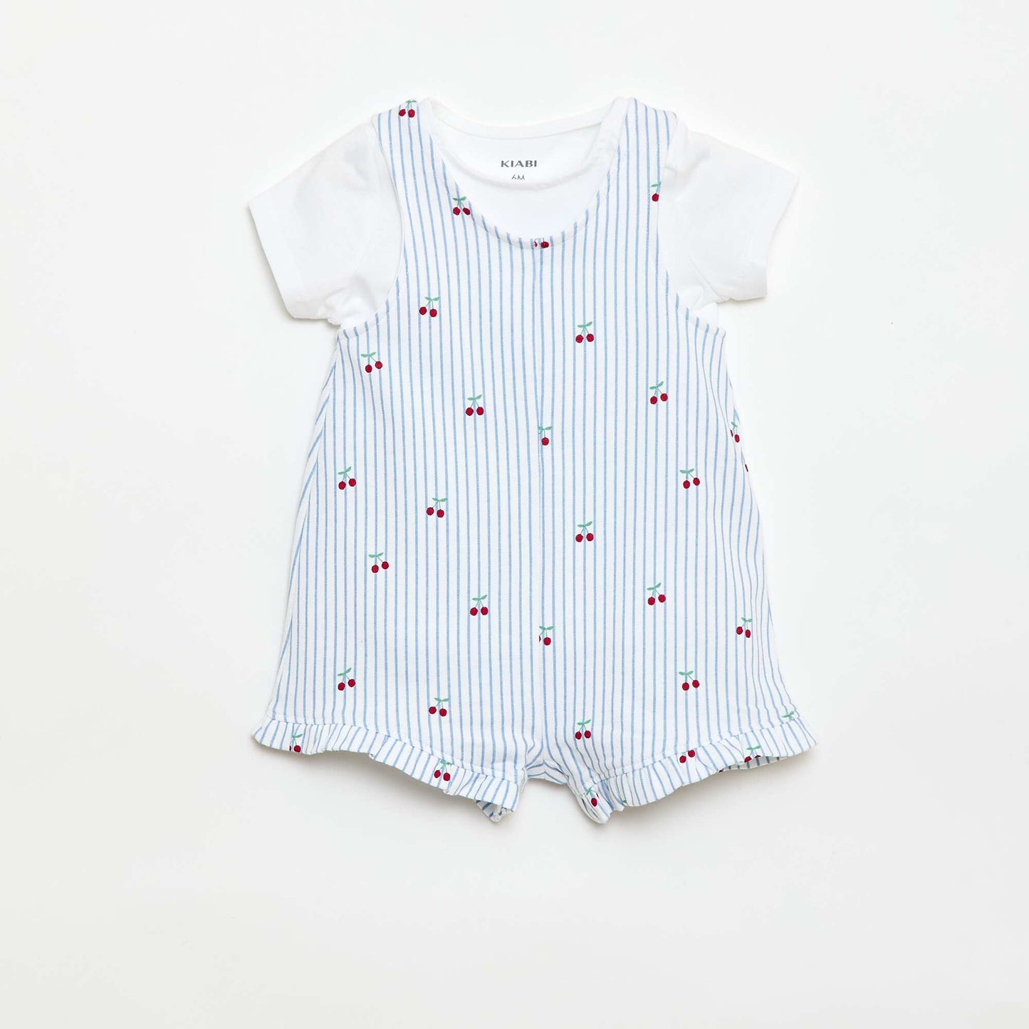 2-Piece T-shirt + Playsuit Set WHITE