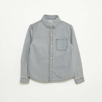 Denim Shirt with Chest Pocket GREY