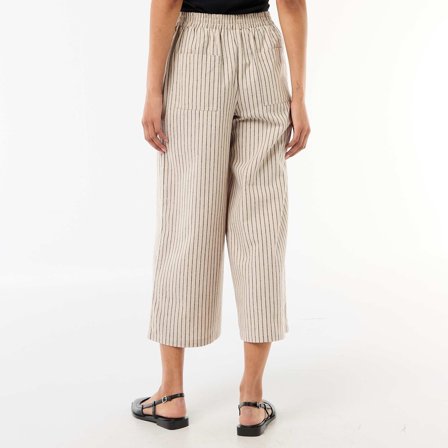Wide-Leg Linen-Blend Pants BEIGE
