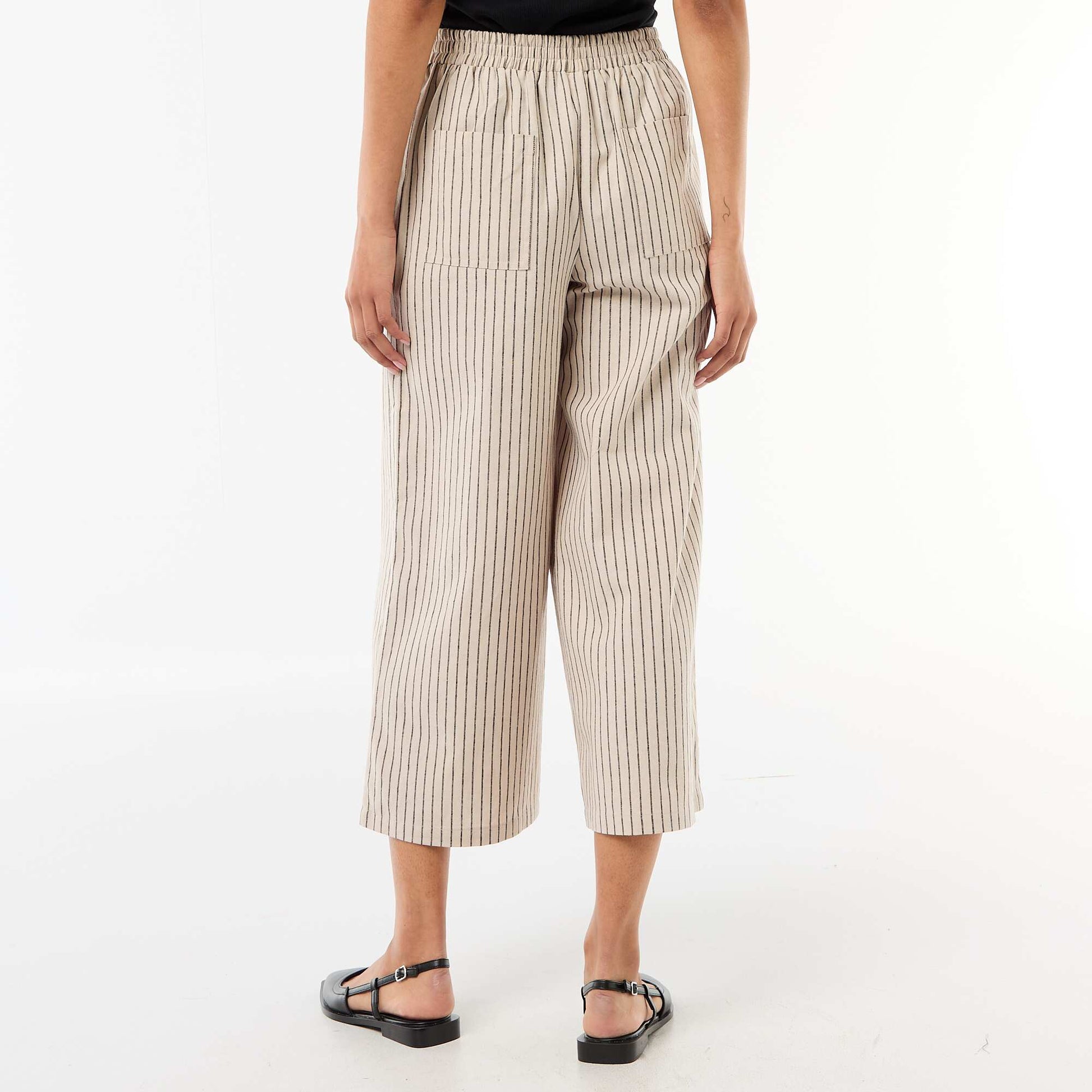 Wide-Leg Linen-Blend Pants BEIGE