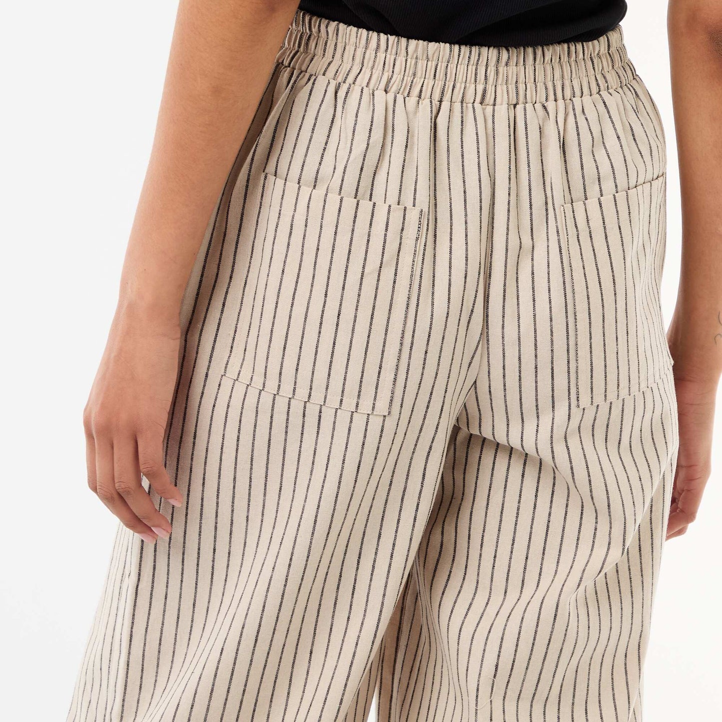 Wide-Leg Linen-Blend Pants BEIGE