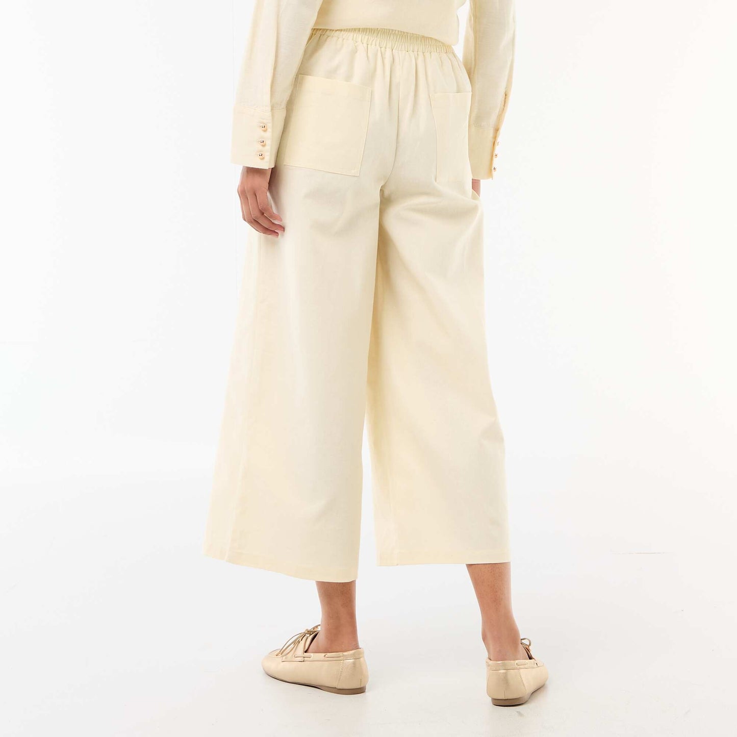 Wide-Leg Linen-Blend Pants BEIGE