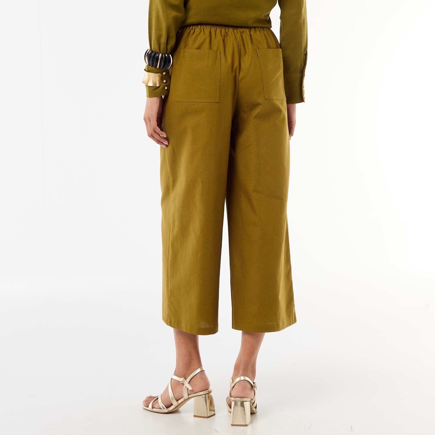 Wide-Leg Linen-Blend Pants GREEN