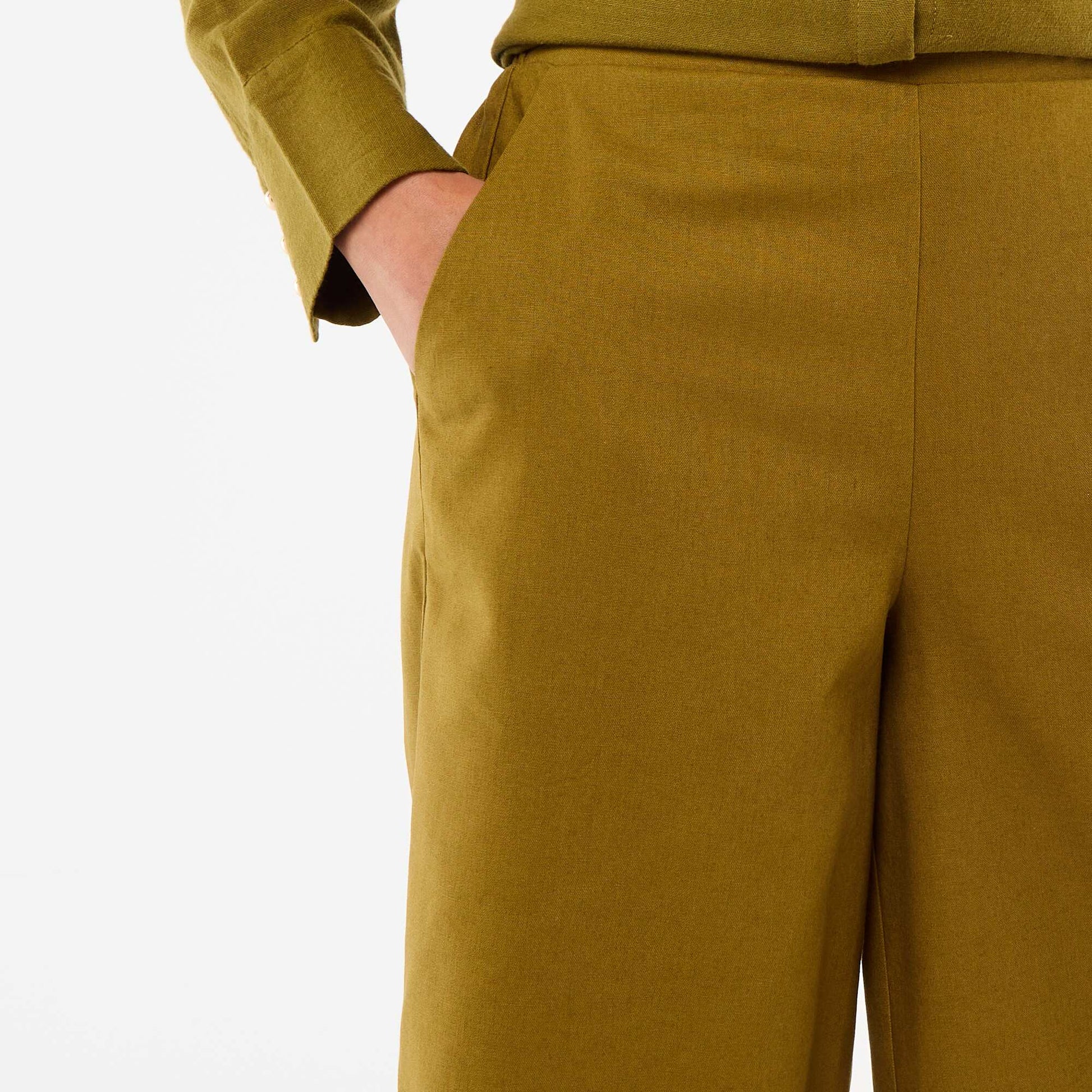 Wide-Leg Linen-Blend Pants GREEN