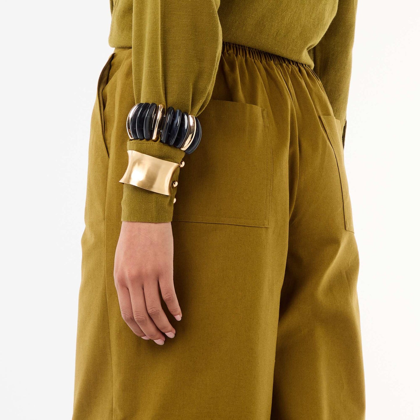 Wide-Leg Linen-Blend Pants GREEN