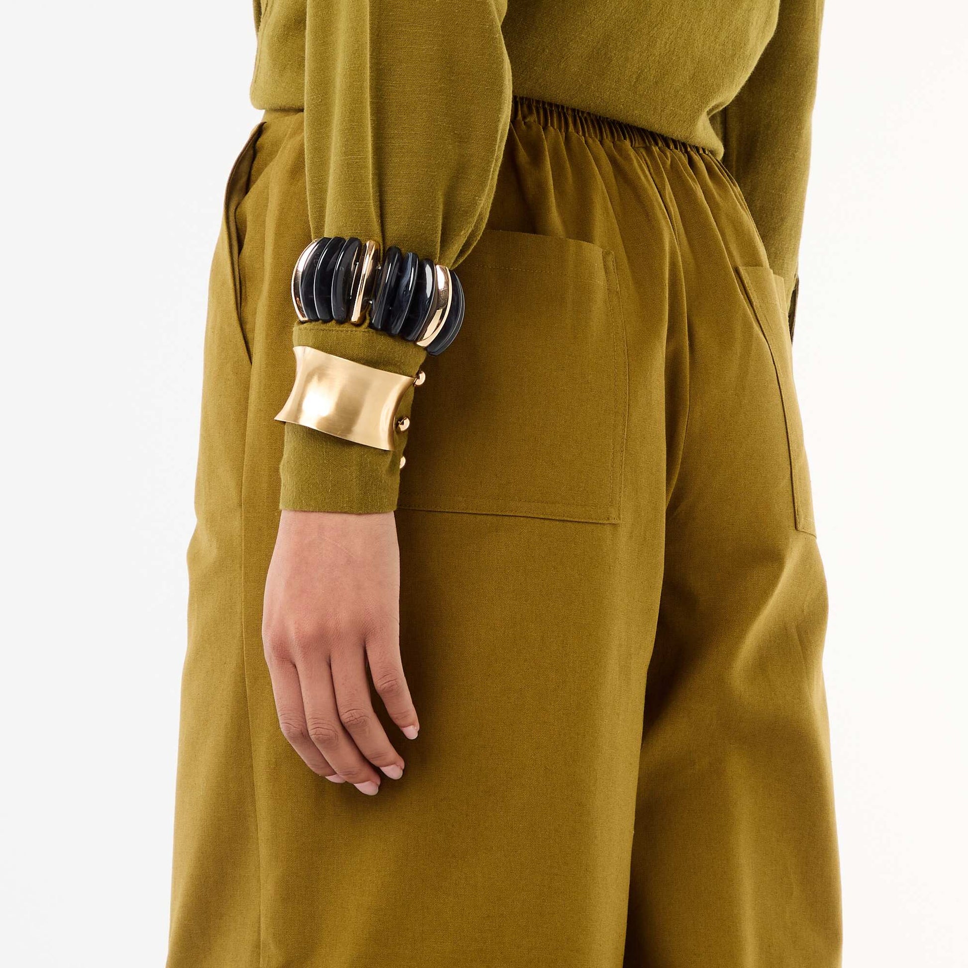 Wide-Leg Linen-Blend Pants GREEN