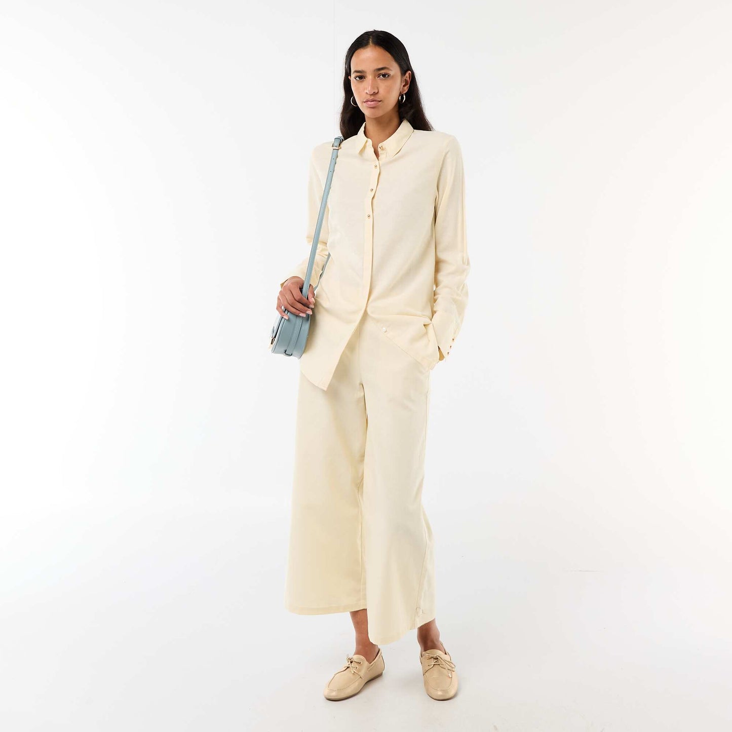 Shirt with Gold Button Detail BEIGE
