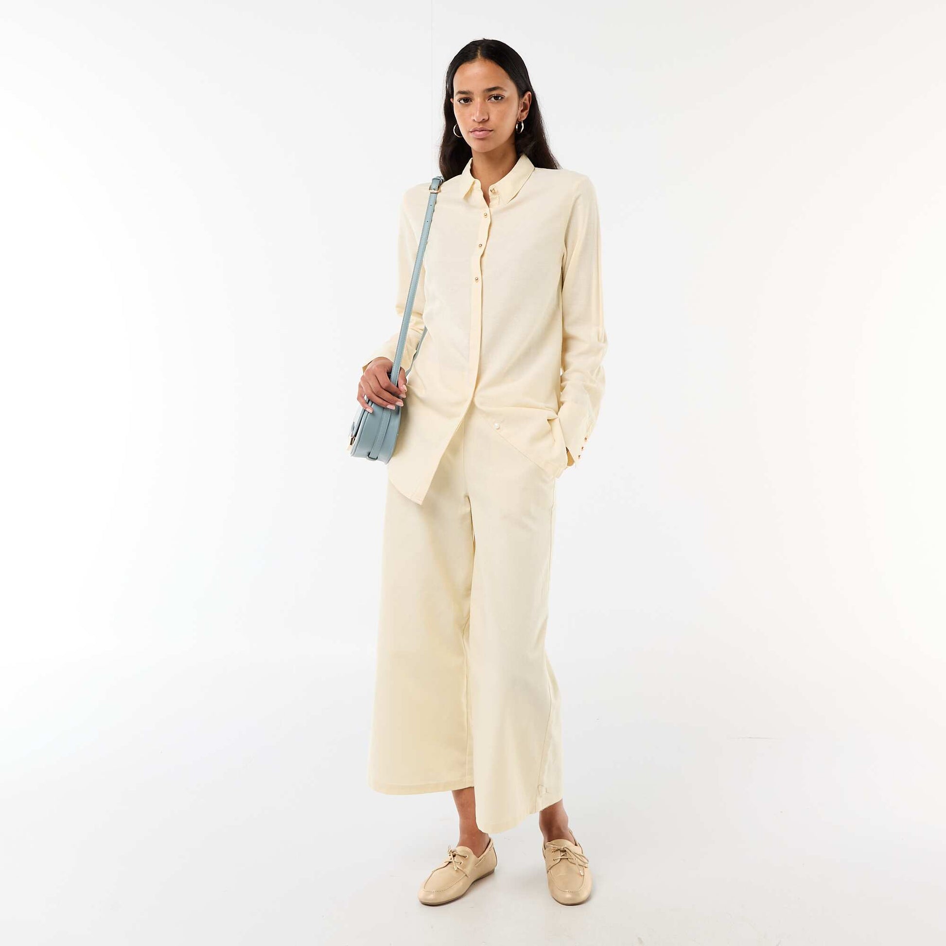 Shirt with Gold Button Detail BEIGE