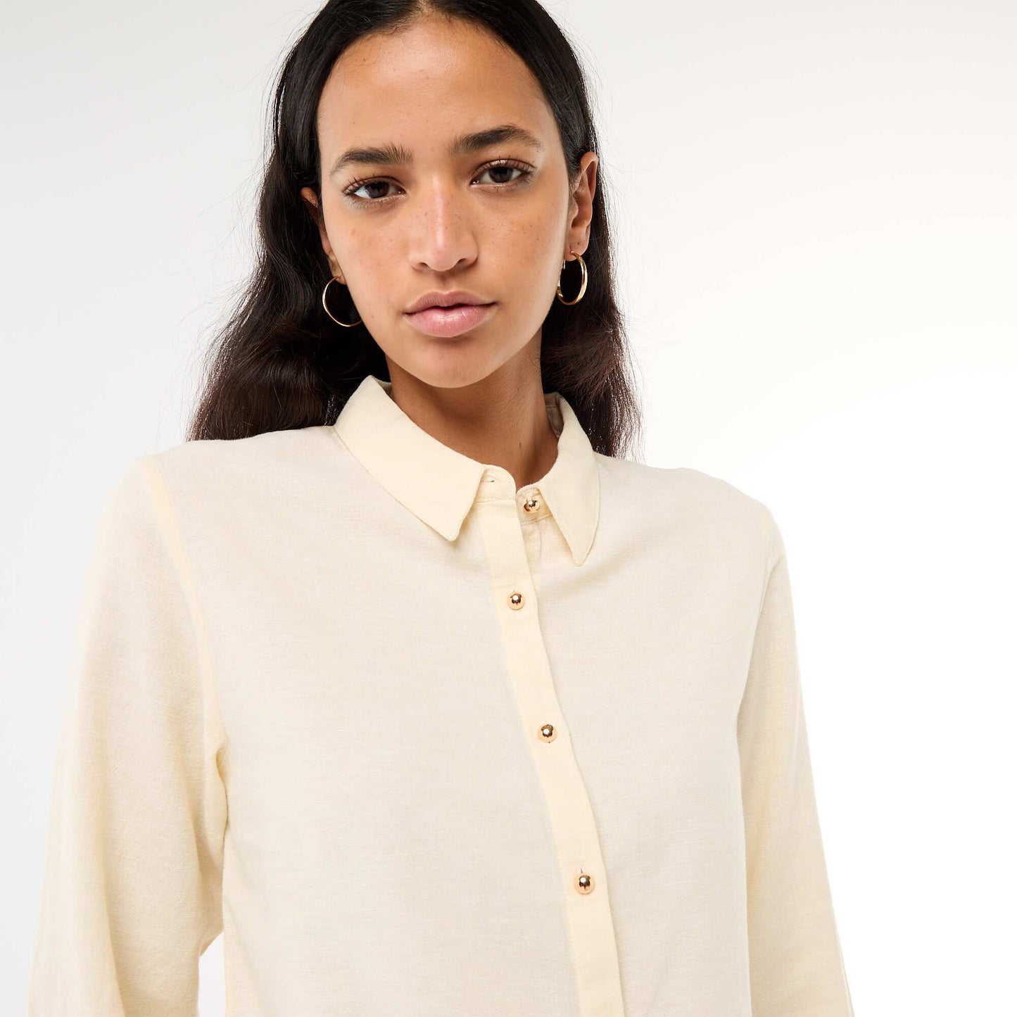 Shirt with Gold Button Detail BEIGE