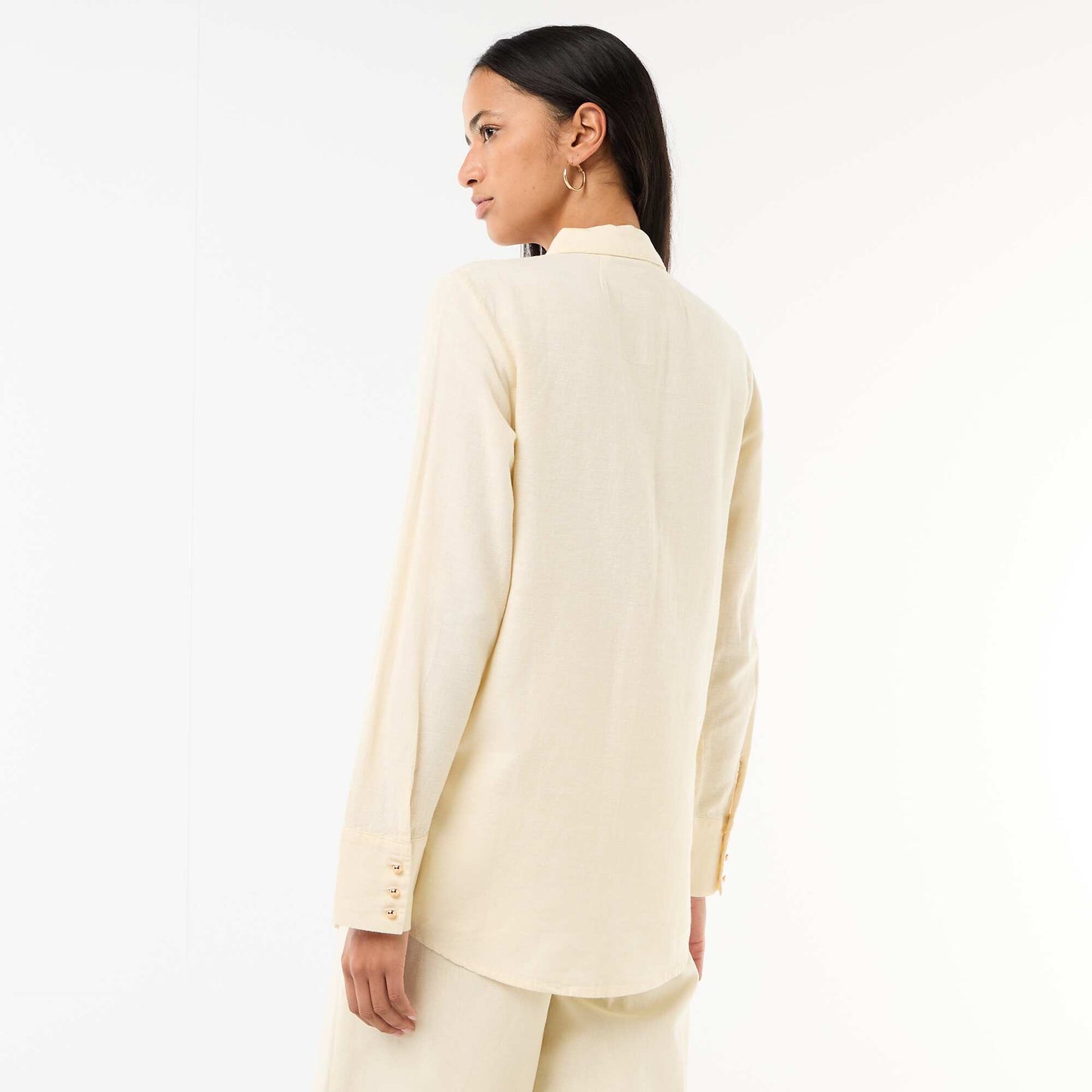 Shirt with Gold Button Detail BEIGE