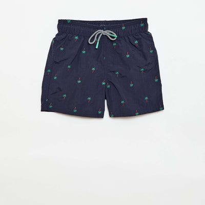 Tropical All-Over Print Swim Bermuda Shorts BLUE