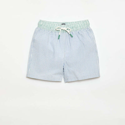 Striped Swim Shorts with Drawstrings BLUE