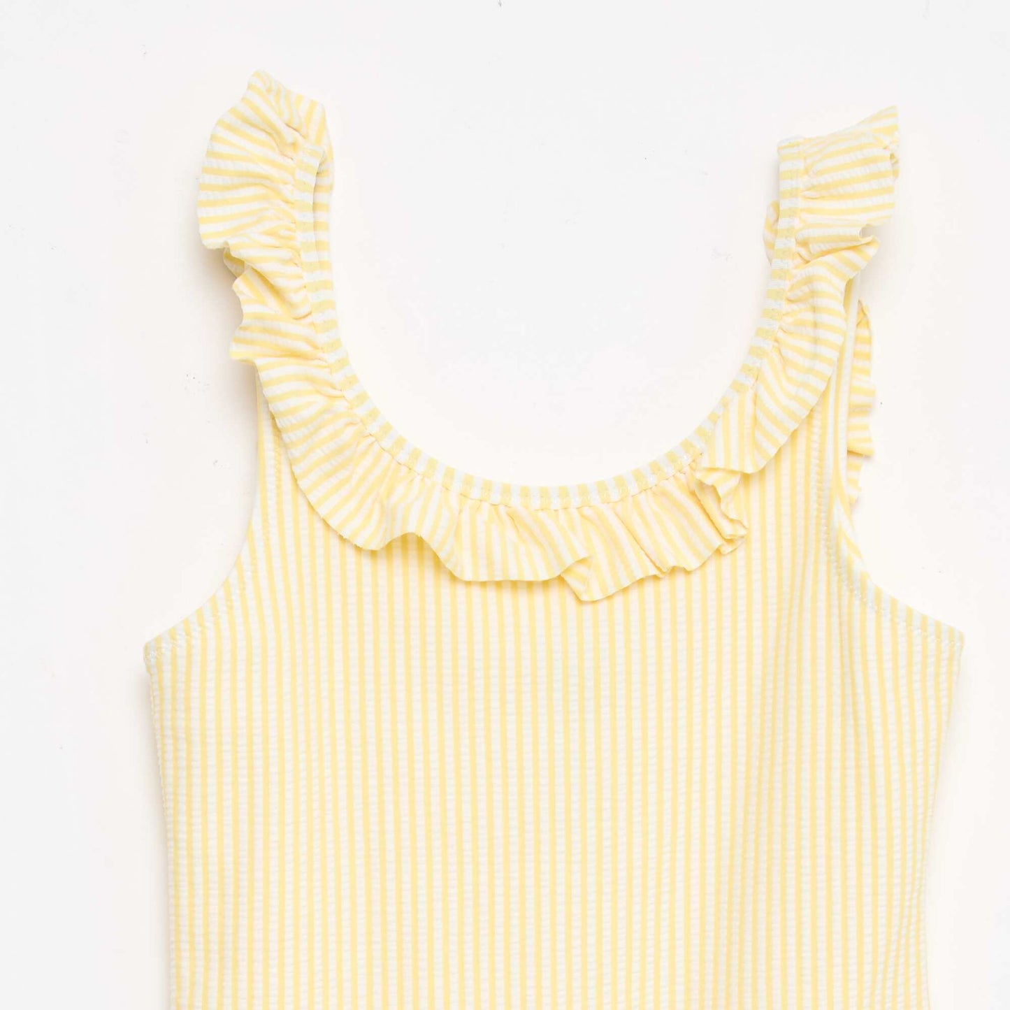 Striped Ruffled Stretch Swimsuit YELLOW