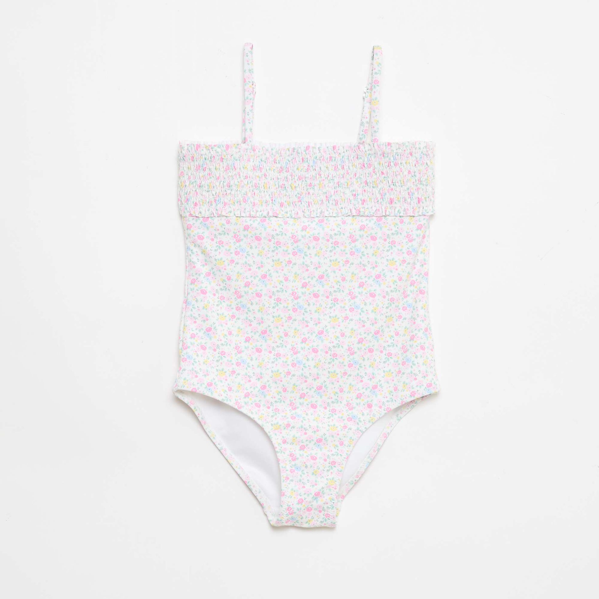 Smocked Swimsuit with Scrunchie WHITE
