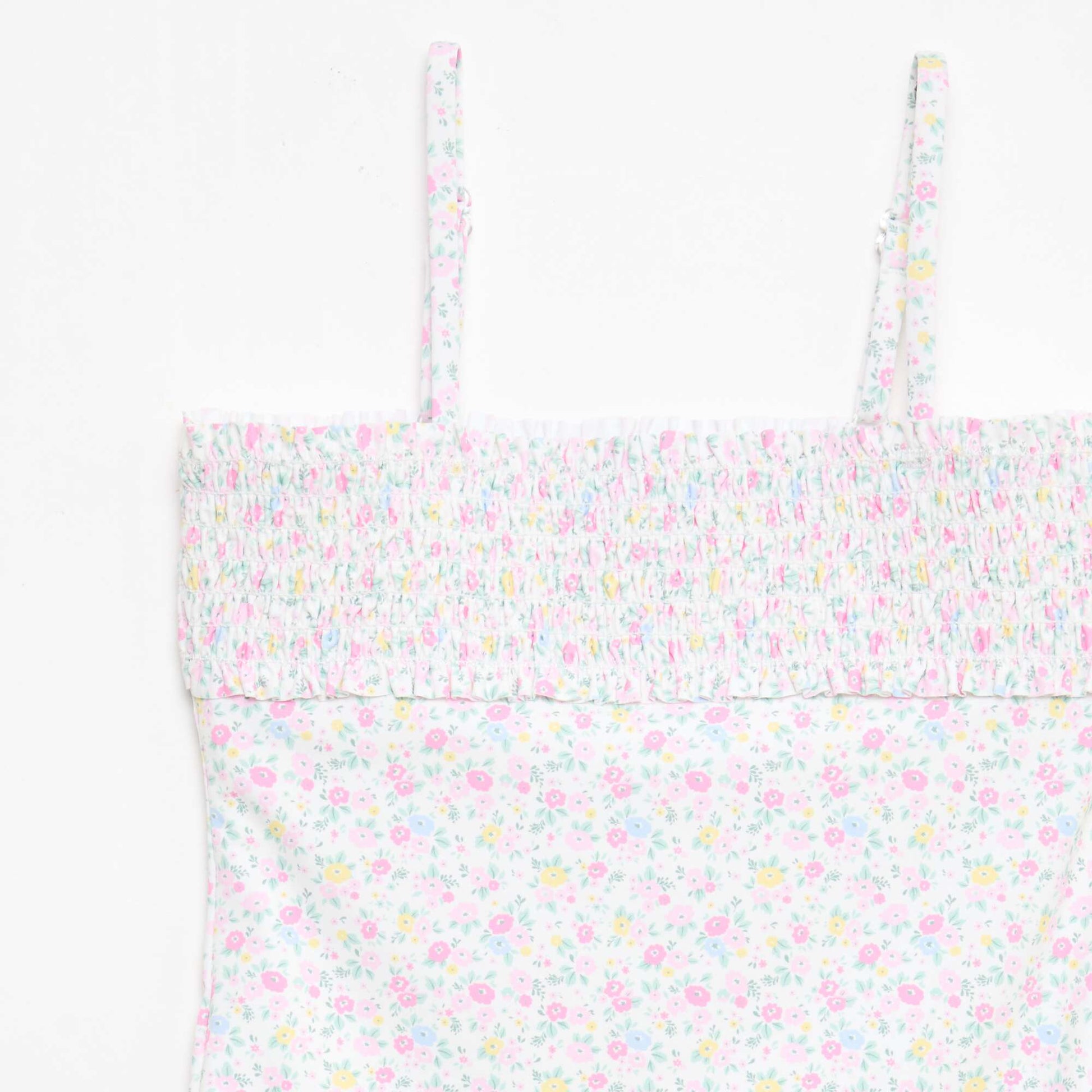 Smocked Swimsuit with Scrunchie WHITE