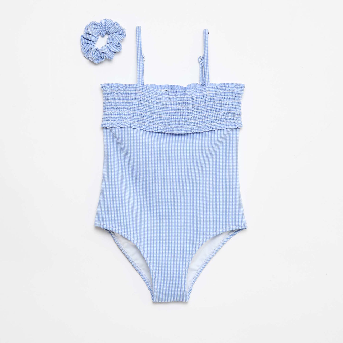 Smocked Swimsuit + Scrunchie - One-Piece BLUE