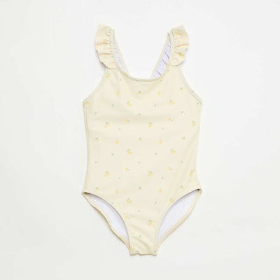 All-Over Tropical Print Swimsuit YELLOW