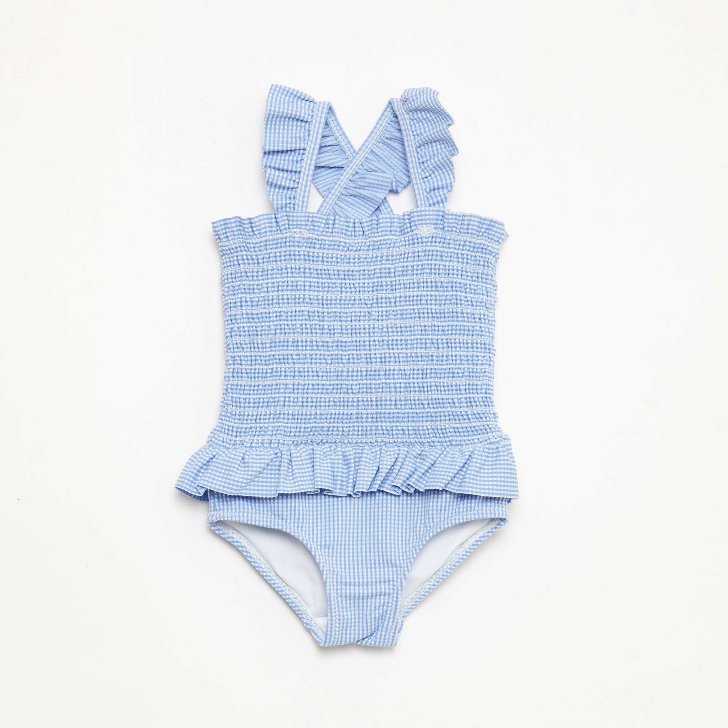 Smocked Ruffled One-Piece Swimsuit BLUE