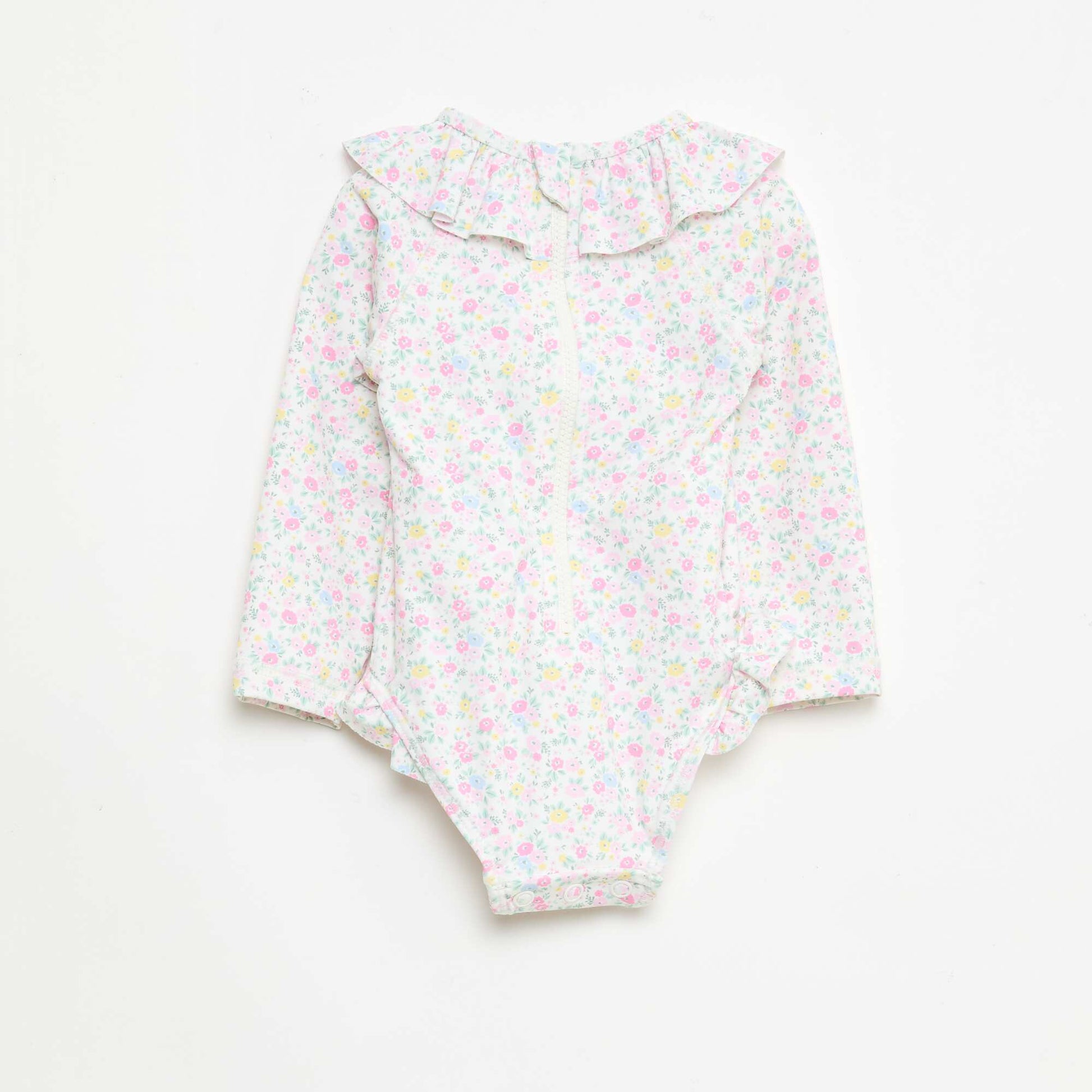 Long-Sleeve Swimsuit Onesie WHITE