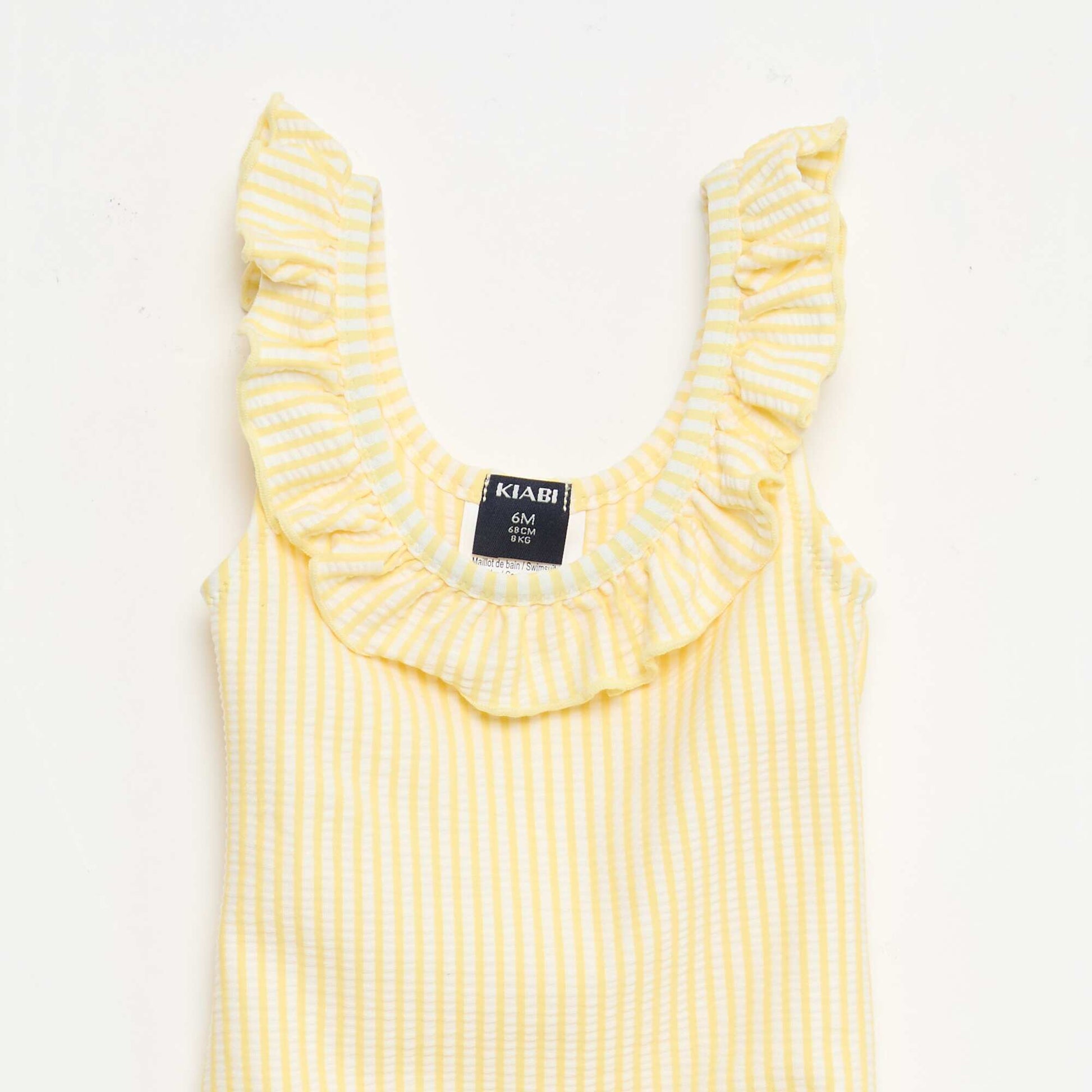 One-piece swimsuit with ruffles YELLOW