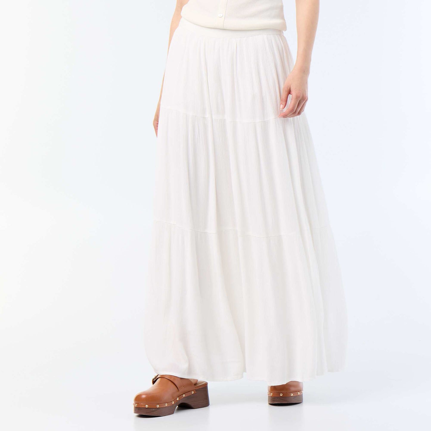 Solid Tiered Skirt WHITE