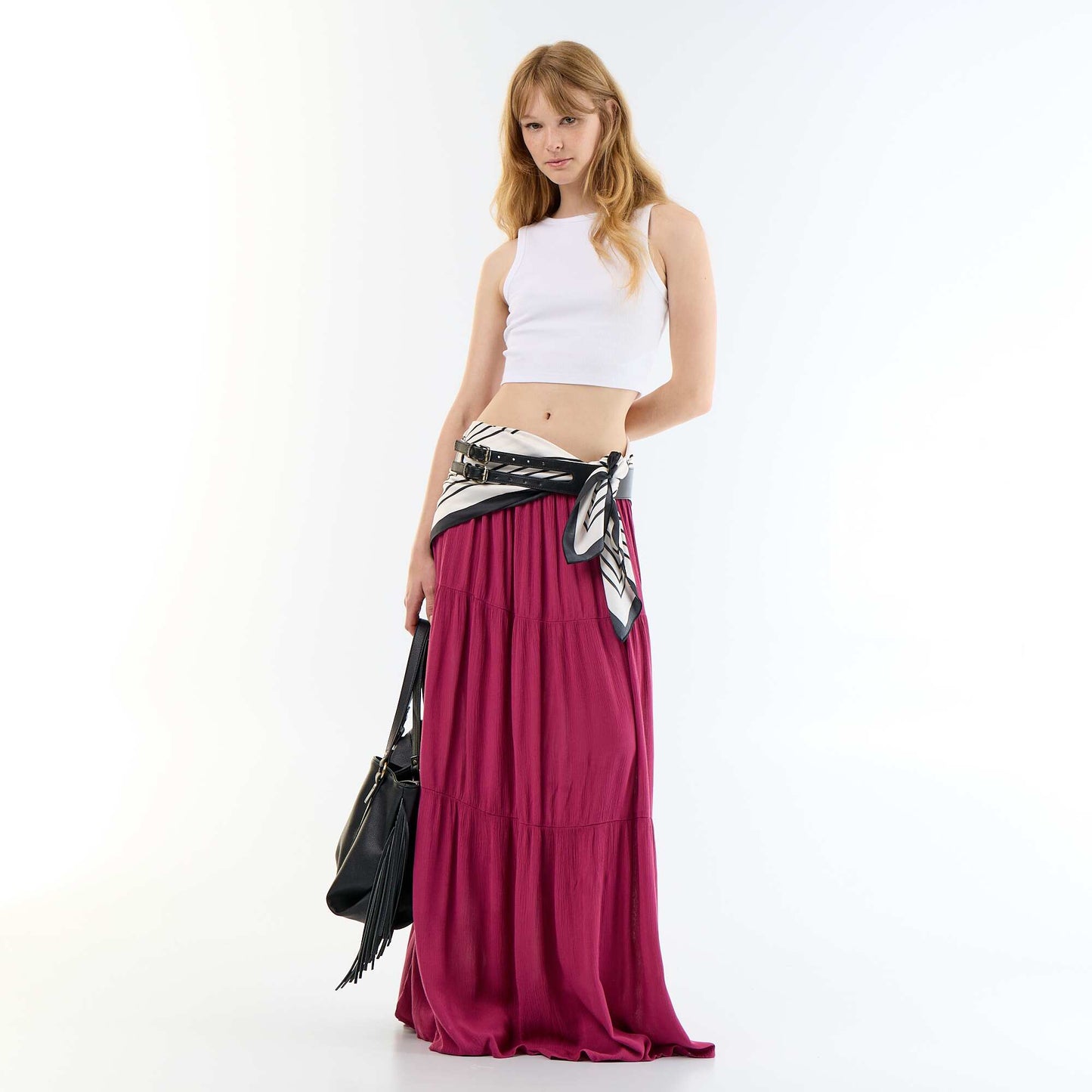 Solid Tiered Skirt PURPLE