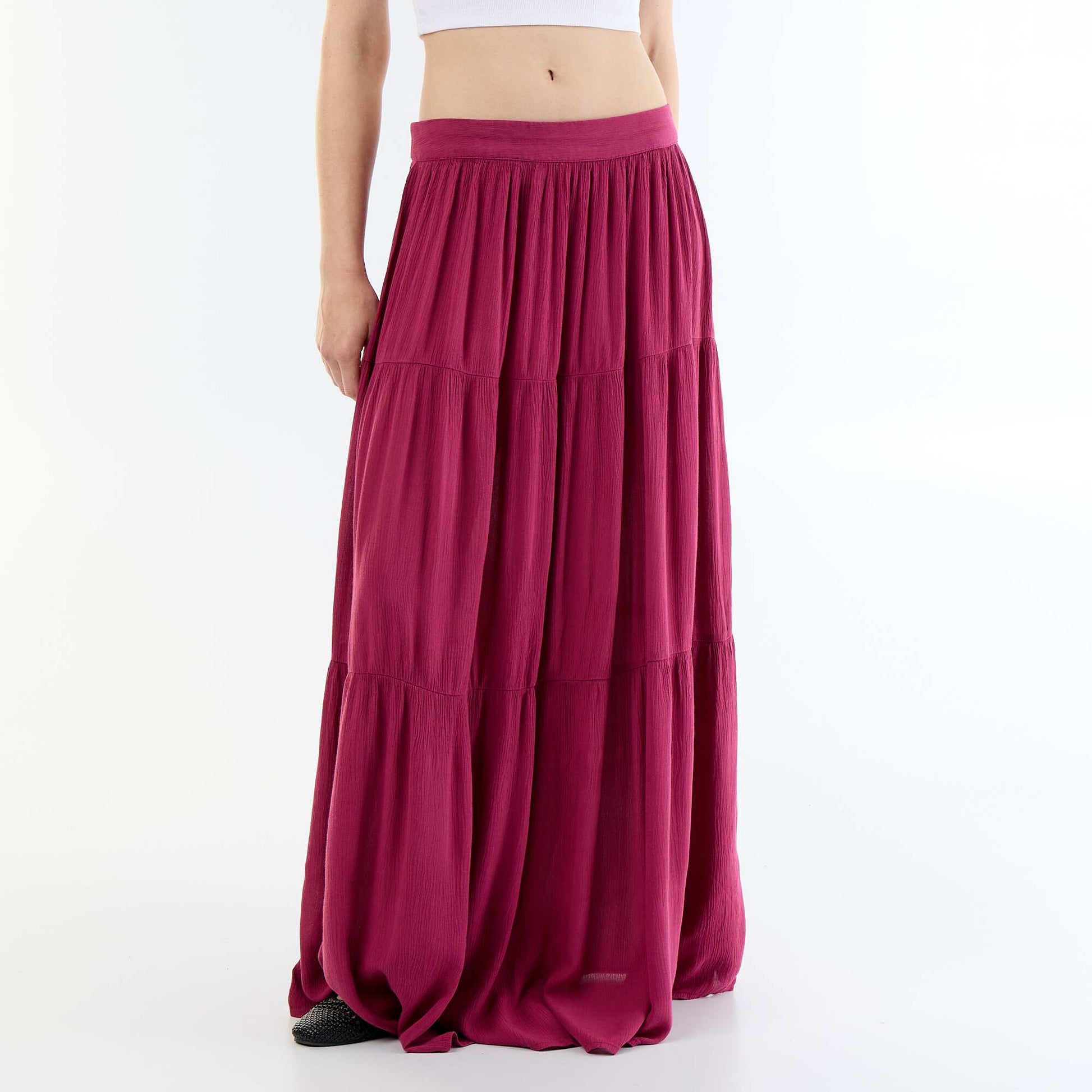 Solid Tiered Skirt PURPLE