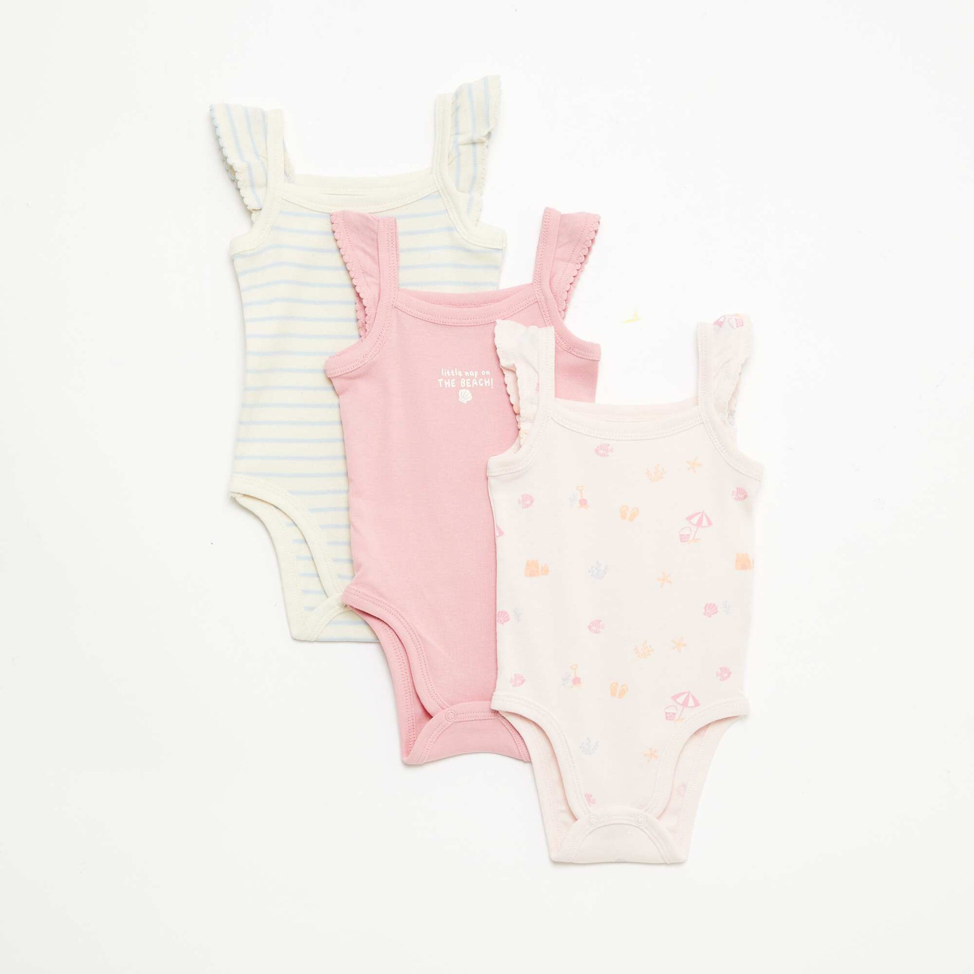 Pack of 3 Sleeveless Bodysuits PINK