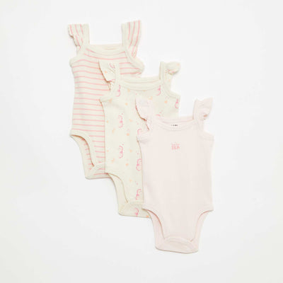 3-Pack Sleeveless Bodysuits PINK