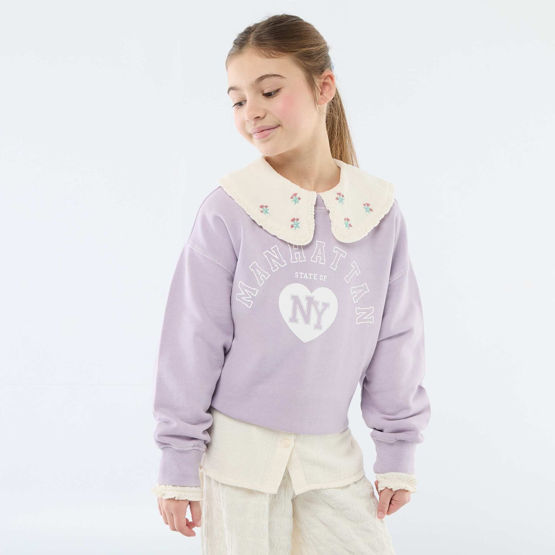 Campus-Style Sweatshirt PURPLE