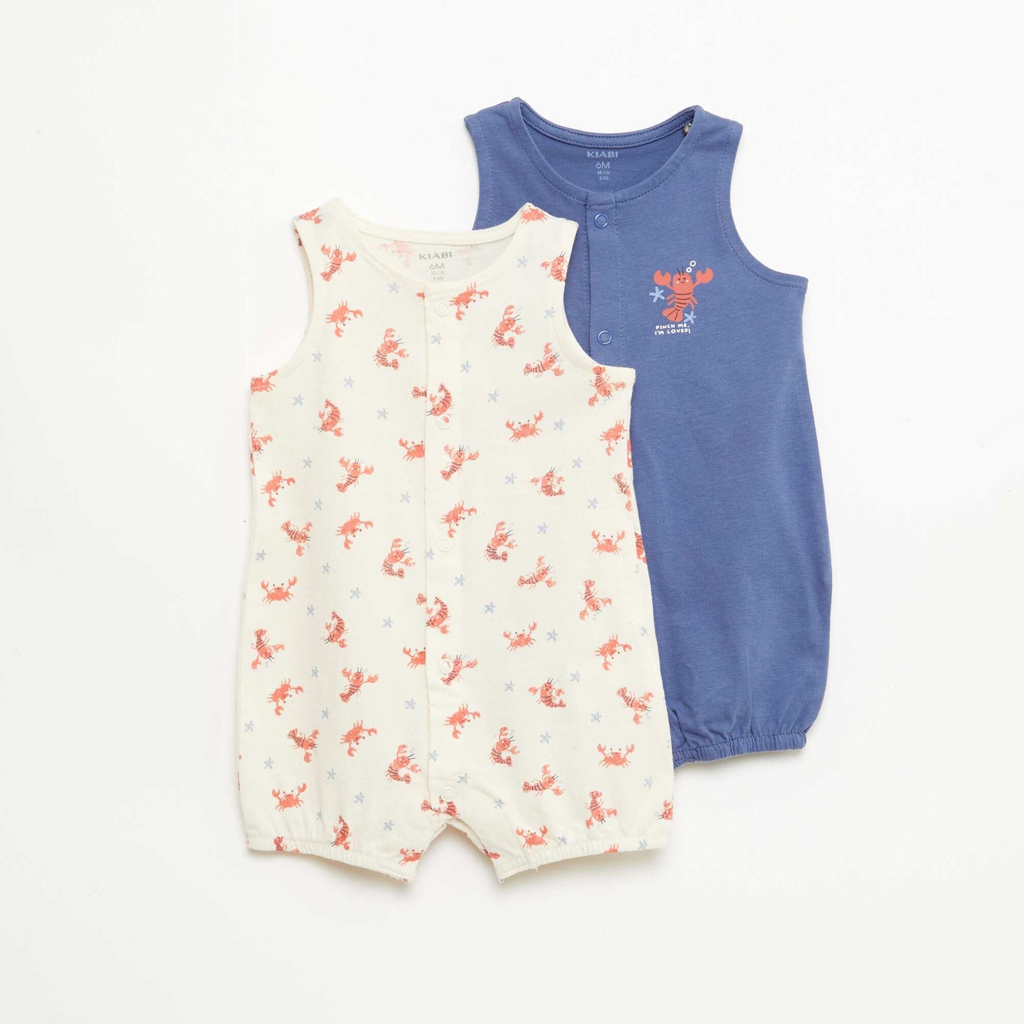 2-Pack Lightweight Sleepsuits with Snap Fastening BLUE