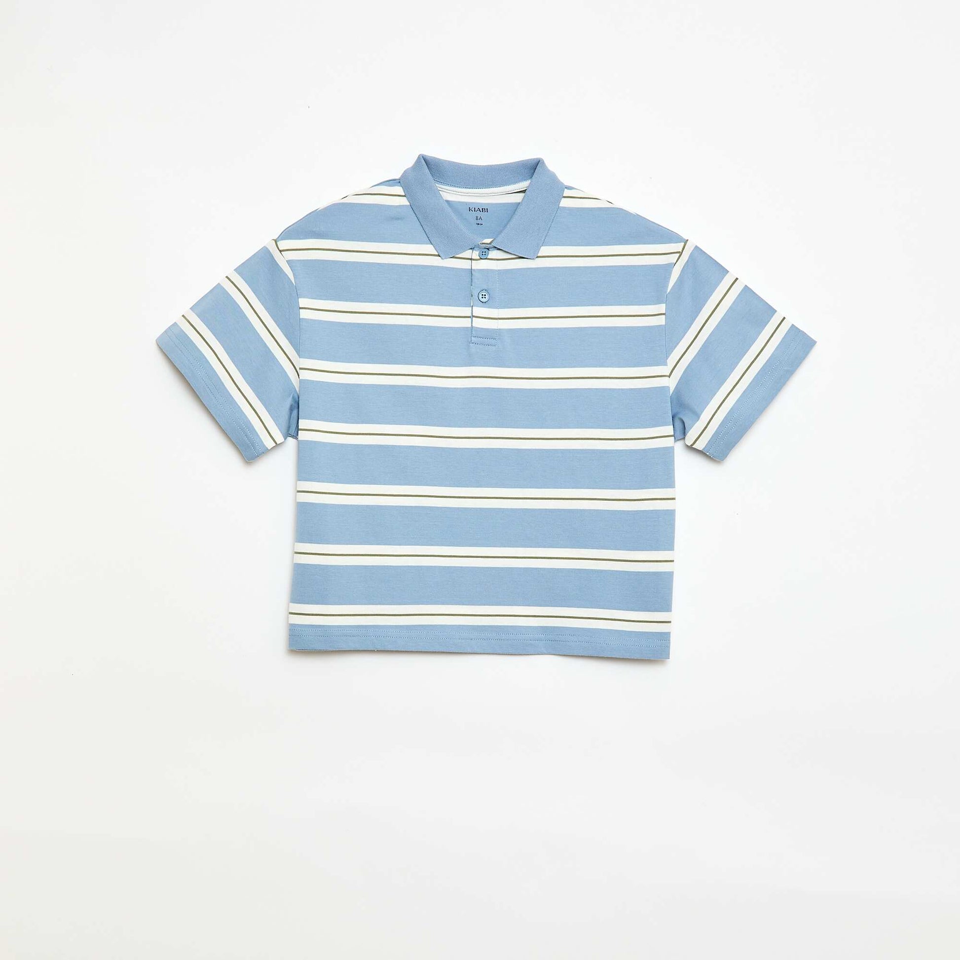 Striped Short-Sleeve Polo Shirt BLUE