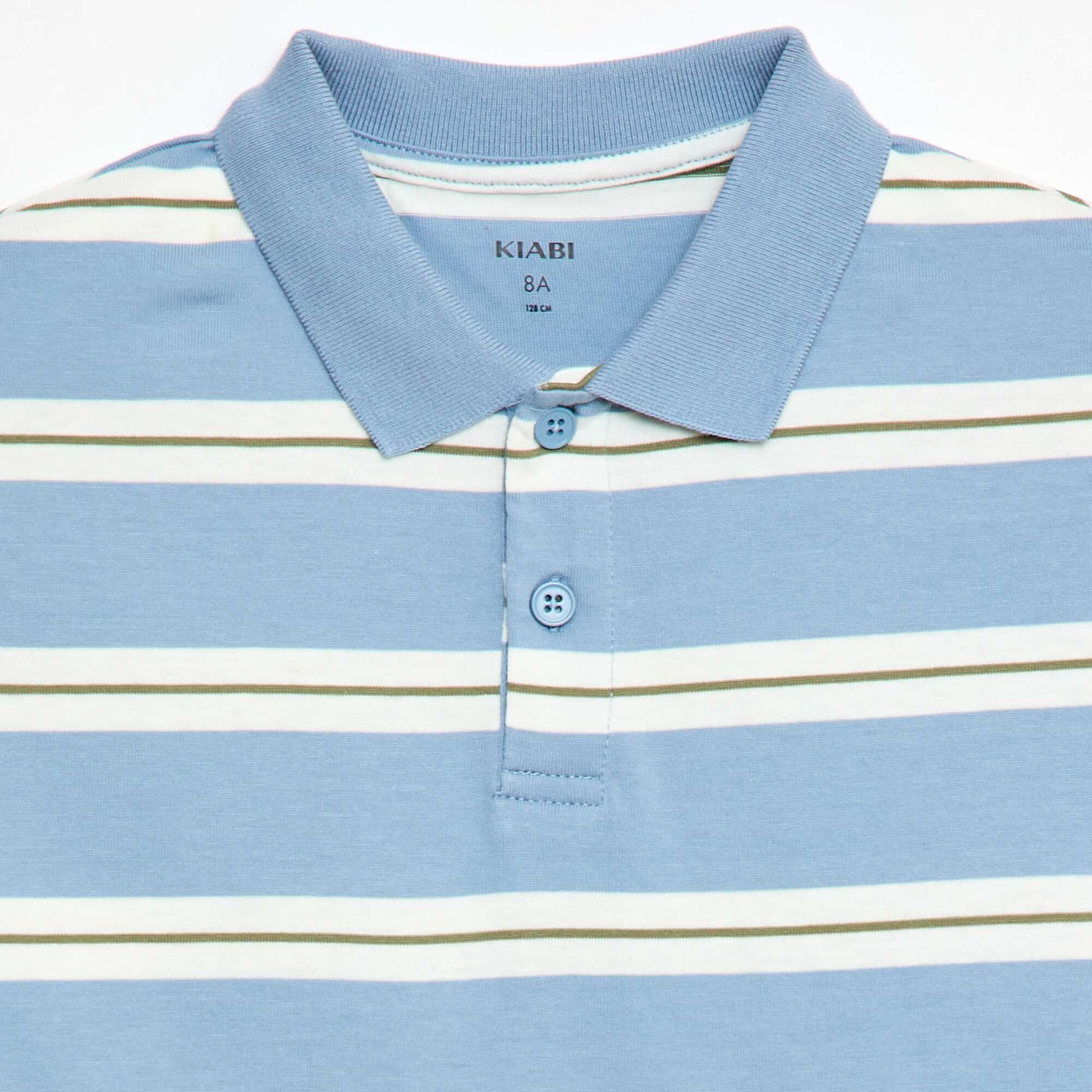Striped Short-Sleeve Polo Shirt BLUE