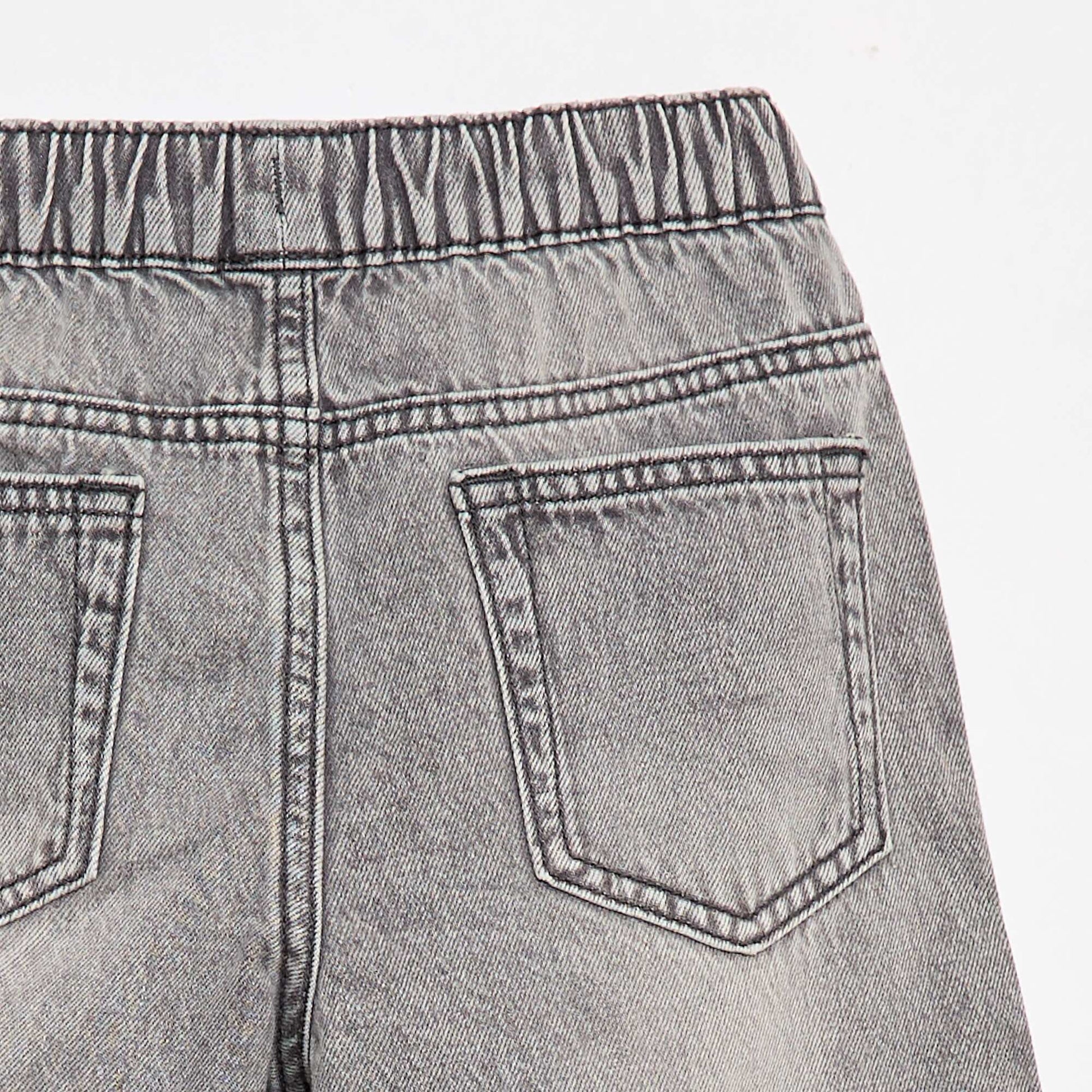 Elasticated Denim Shorts GREY