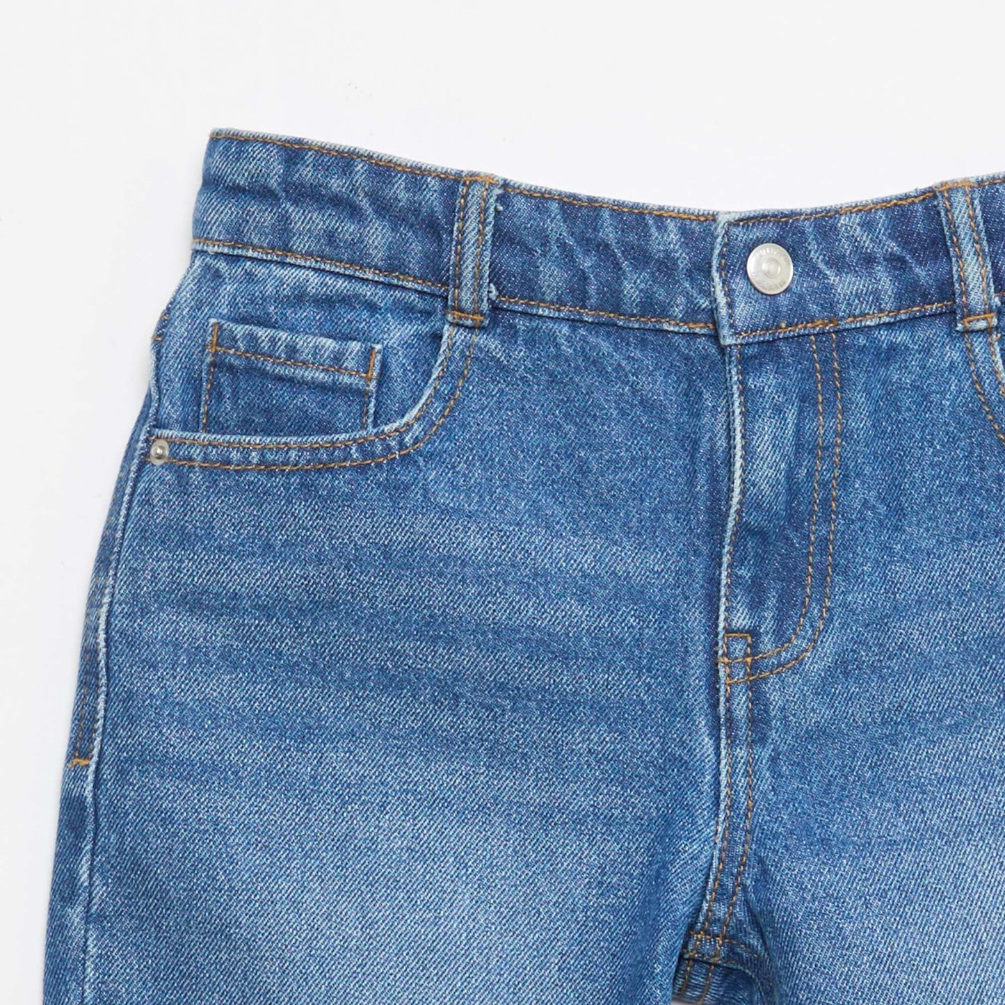 Slim Fit Stretch Cotton Denim Bermuda Shorts BLUE