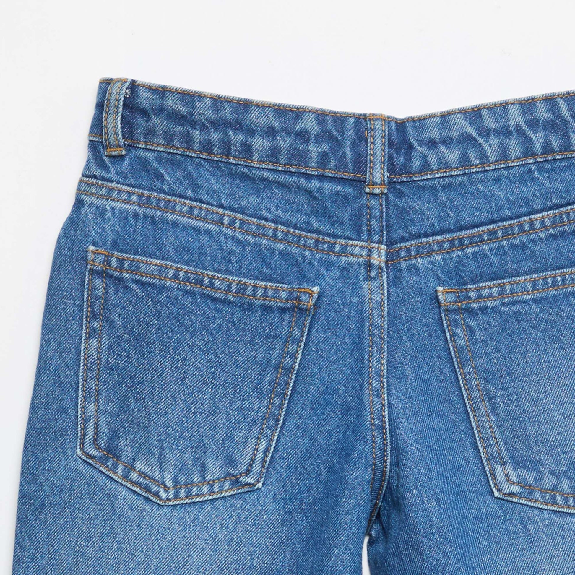 Slim Fit Stretch Cotton Denim Bermuda Shorts BLUE
